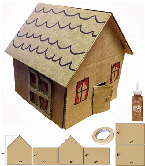 houses made of cardboard wood and metal|cardboard house for school project.